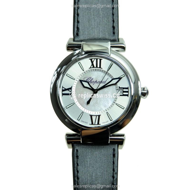 Chopard Imperiale Replica - Automatic - Steel Case - Silver Dial - Black Leather Strap